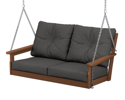 POLYWOOD® Vineyard Deep Seating Swing in Teak / Spectrum Carbon