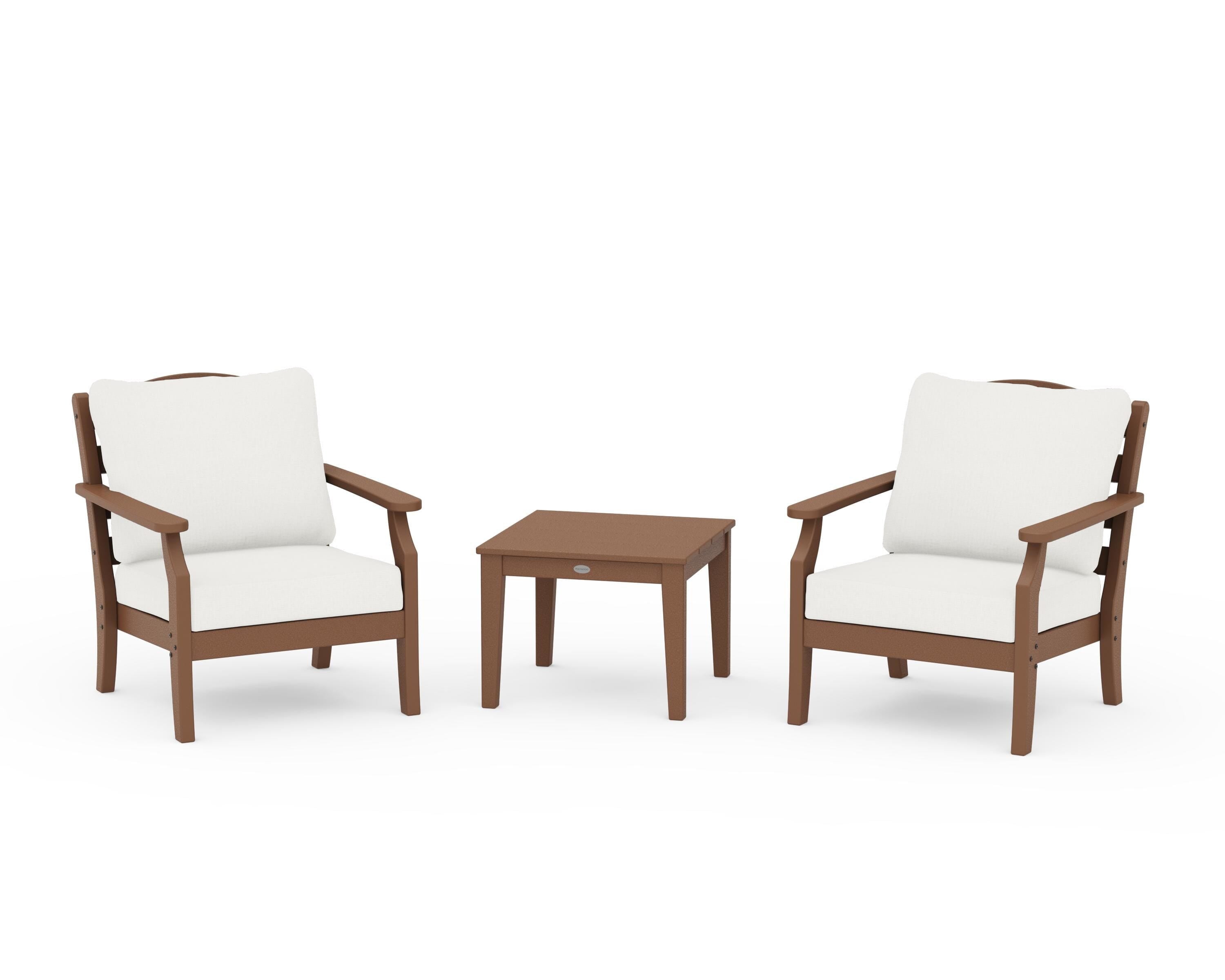Draper James™ by  POLYWOOD® Savannah 3-Piece Deep Seating Set in Teak / Natural Linen