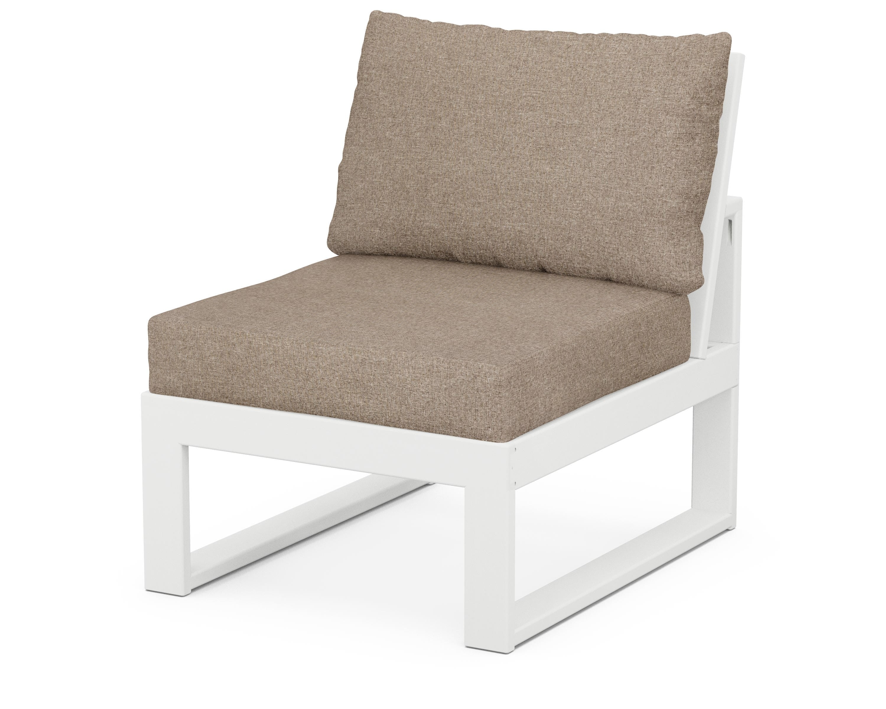 Unbranded Modular Armless Chair in White / Spiced Burlap