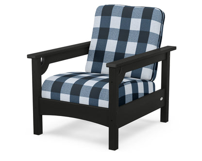 POLYWOOD® Club Chair in Black / Buffalo Plaid Marine Indigo