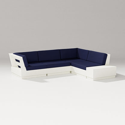 PW Designer Series Elevate Corner Sectional in Vintage White / Navy