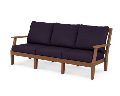 Martha Stewart by POLYWOOD® Chinoiserie Deep Seating Sofa in Teak / Navy Linen