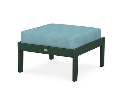 POLYWOOD® Braxton Deep Seating Ottoman in Green / Lattice Sky Blue