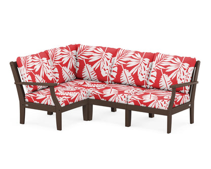 POLYWOOD® Braxton Modular 4-Piece Deep Seating Set in Mahogany / Leaf Crimson