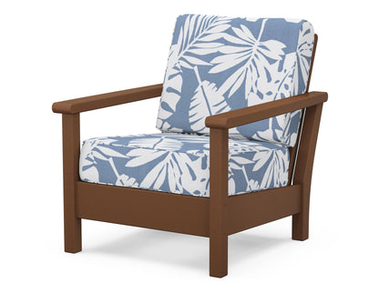 POLYWOOD® Harbour Deep Seating Chair in Teak / Leaf Sky Blue