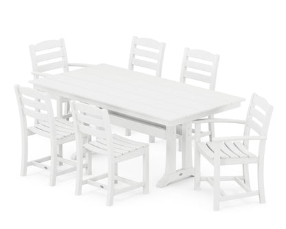 POLYWOOD® La Casa Café 7-Piece Farmhouse Dining Set with Trestle Legs in White