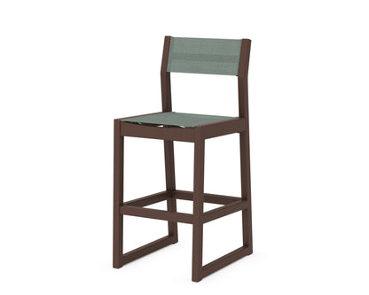 POLYWOOD® EDGE Sling Bar Side Chair in Mahogany / Dupioni Sea Mist Sling