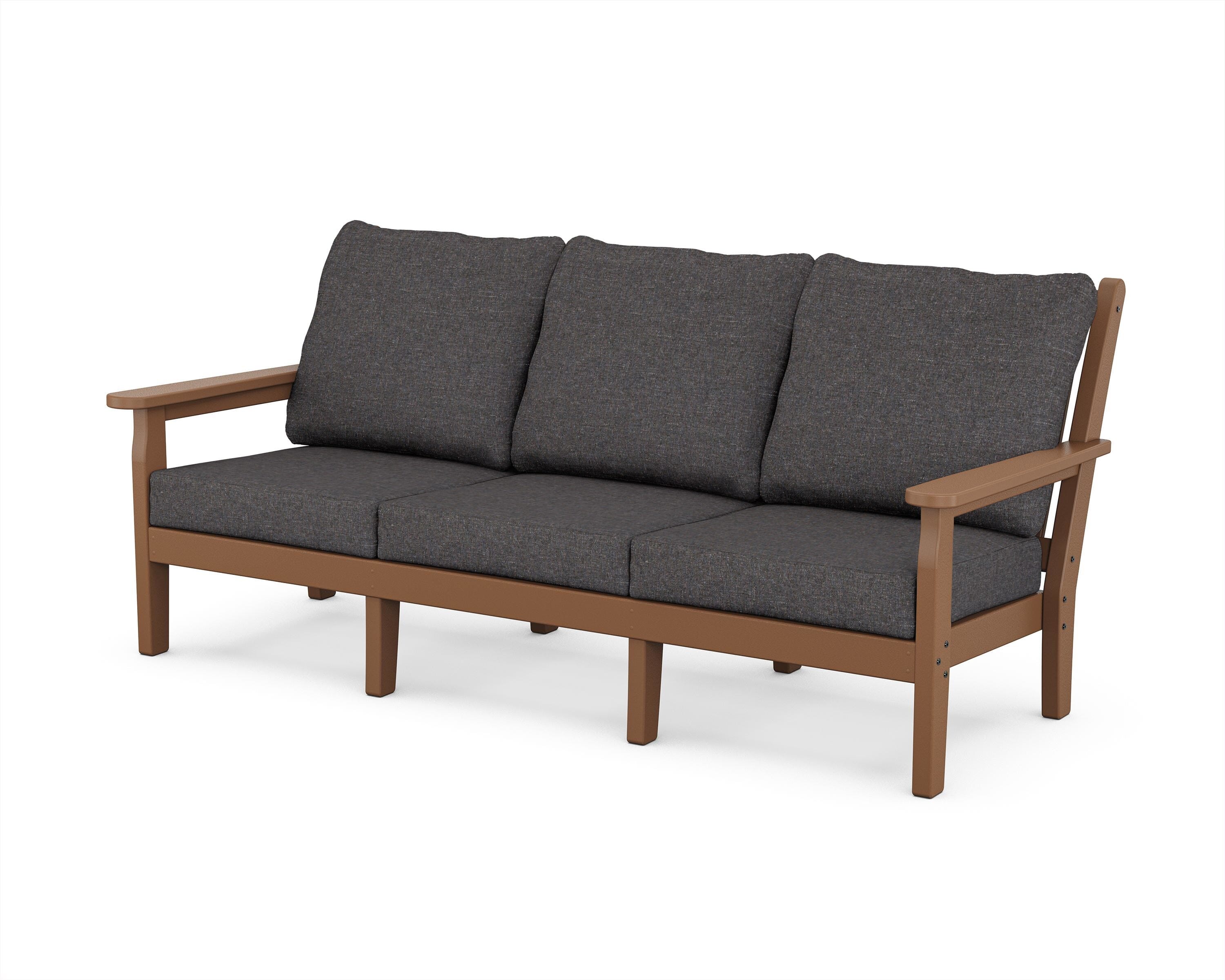 POLYWOOD® Chippendale Deep Seating Sofa in Teak / Ash Charcoal