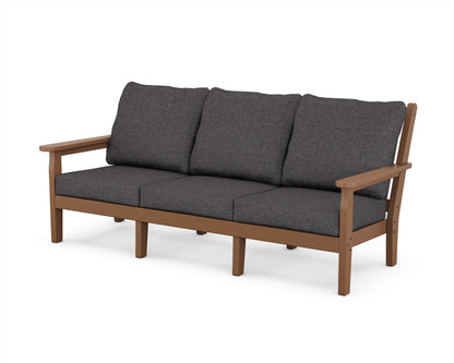 POLYWOOD® Chippendale Deep Seating Sofa in Teak / Ash Charcoal