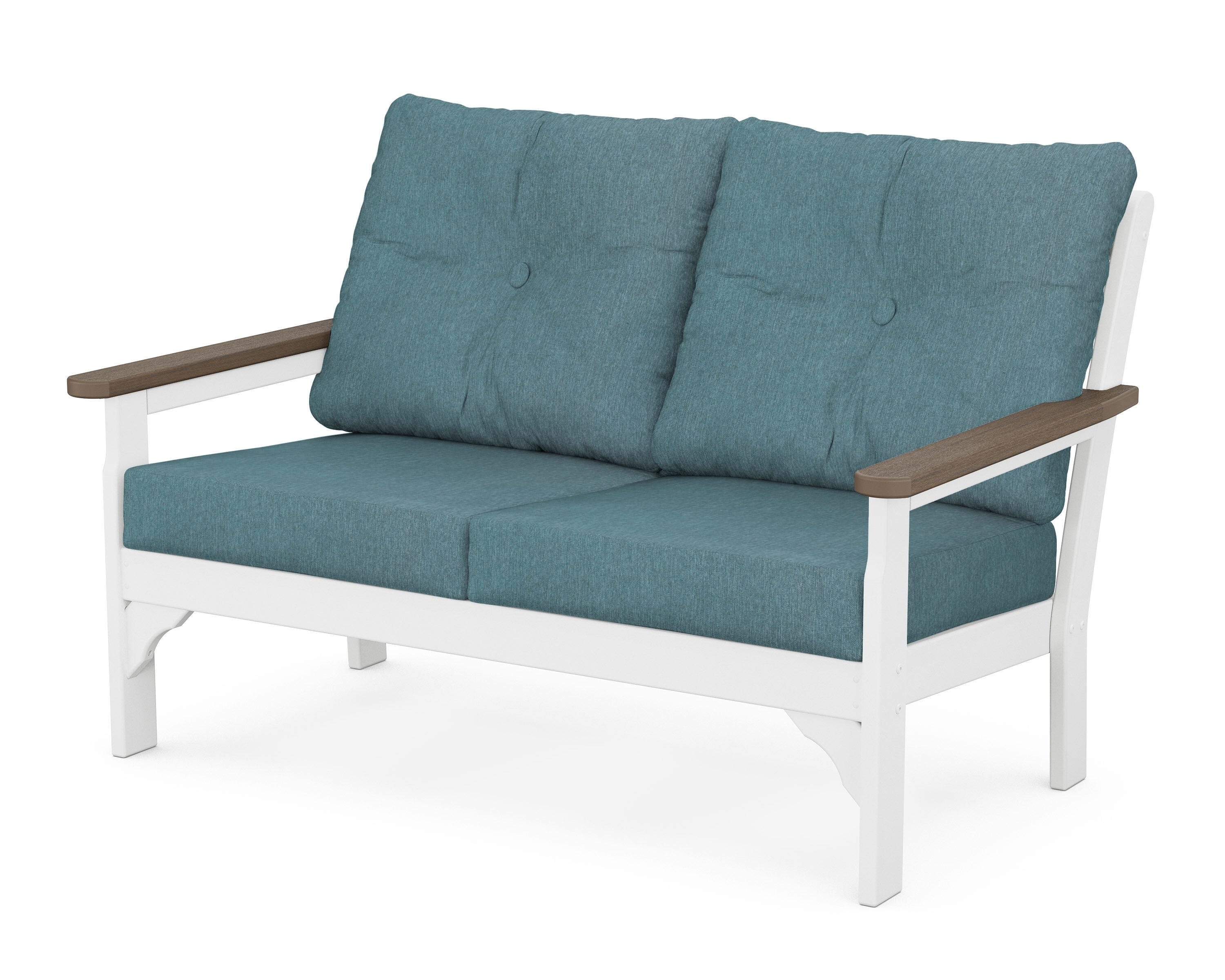 POLYWOOD® Vineyard Deep Seating Loveseat in White / Kona / Ocean Teal