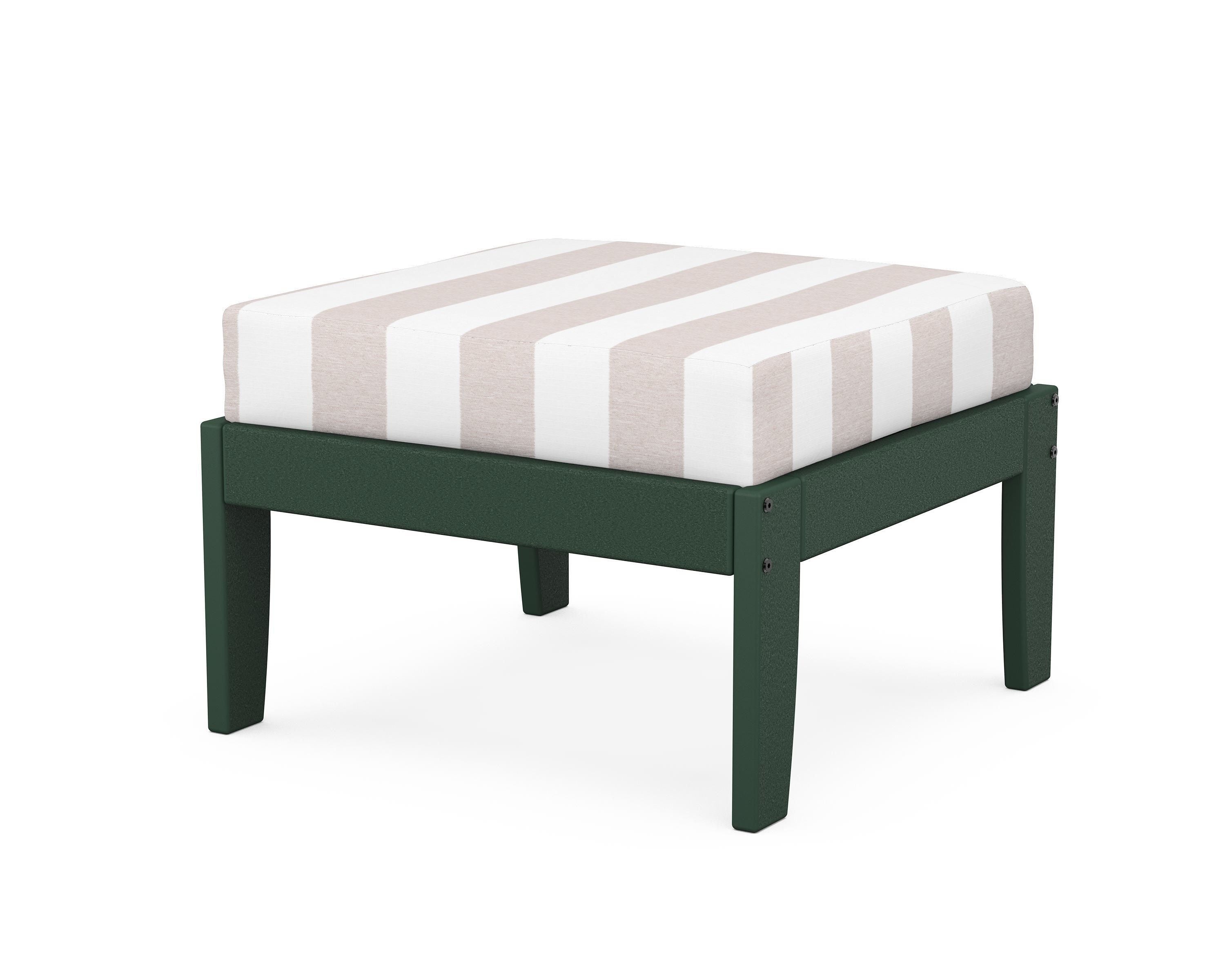 Unbranded Modular Ottoman - Classic in Green / Cabana Stripe Dune Burlap
