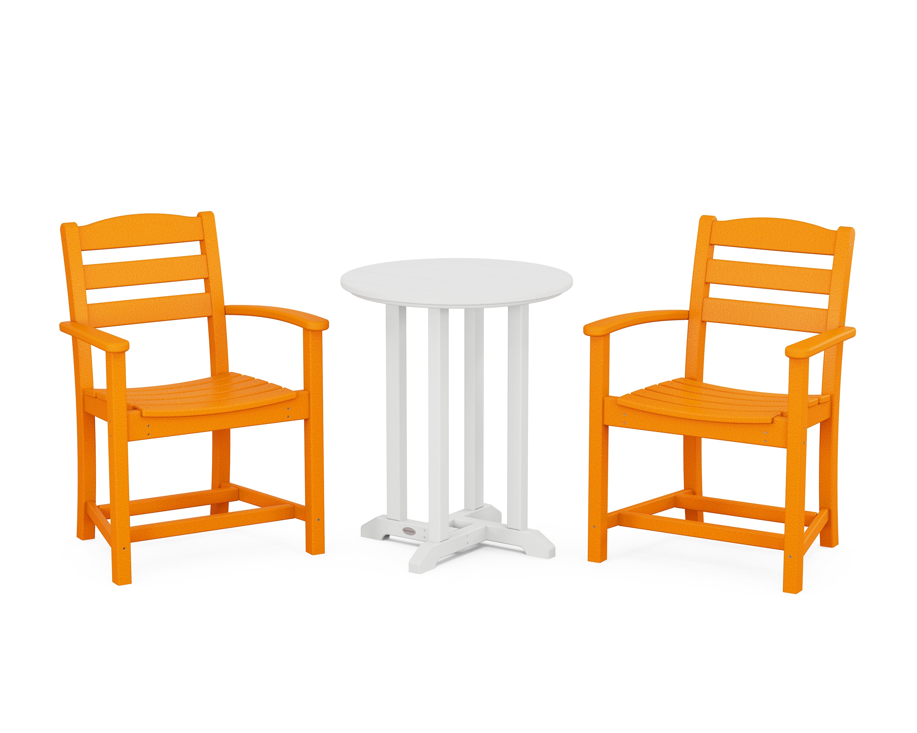 POLYWOOD® La Casa Café 3-Piece Round Bistro Dining Set in Tangerine / White