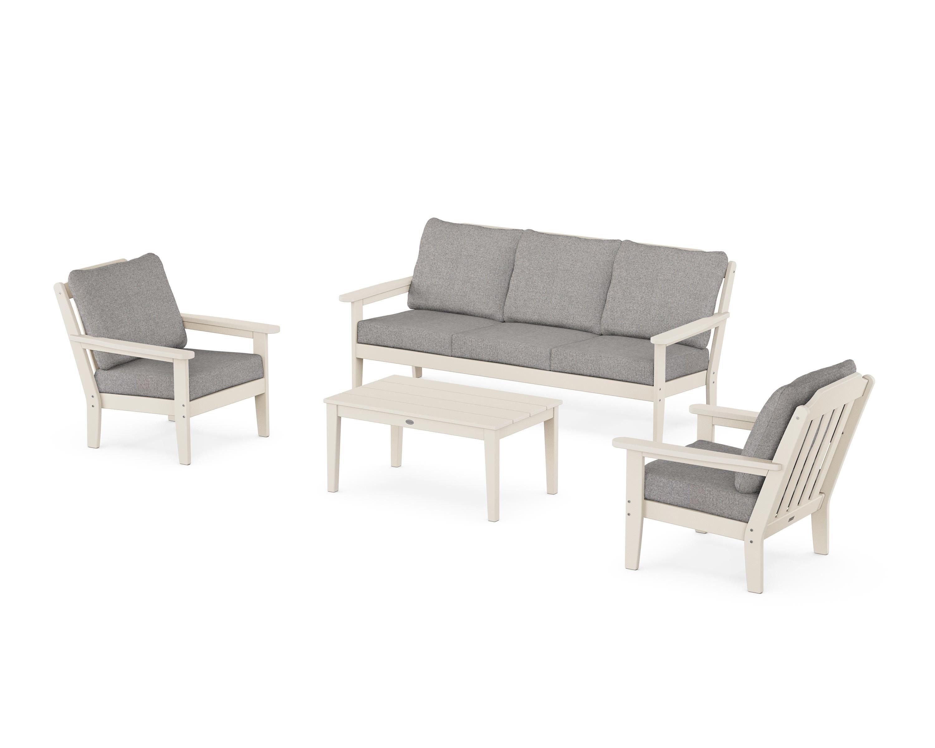 Country Living Cottage 4-Piece Deep Seating Set with Sofa in Sand / Grey Mist