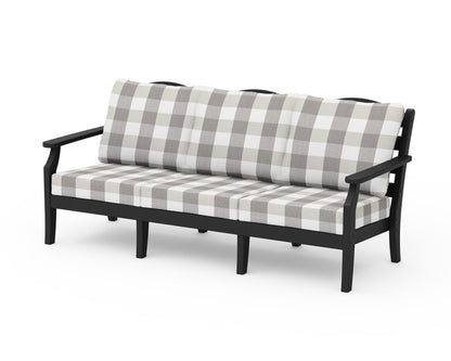 Draper James™ by  POLYWOOD® Savannah Deep Seating Sofa in Black / Buffalo Plaid Grey Mist