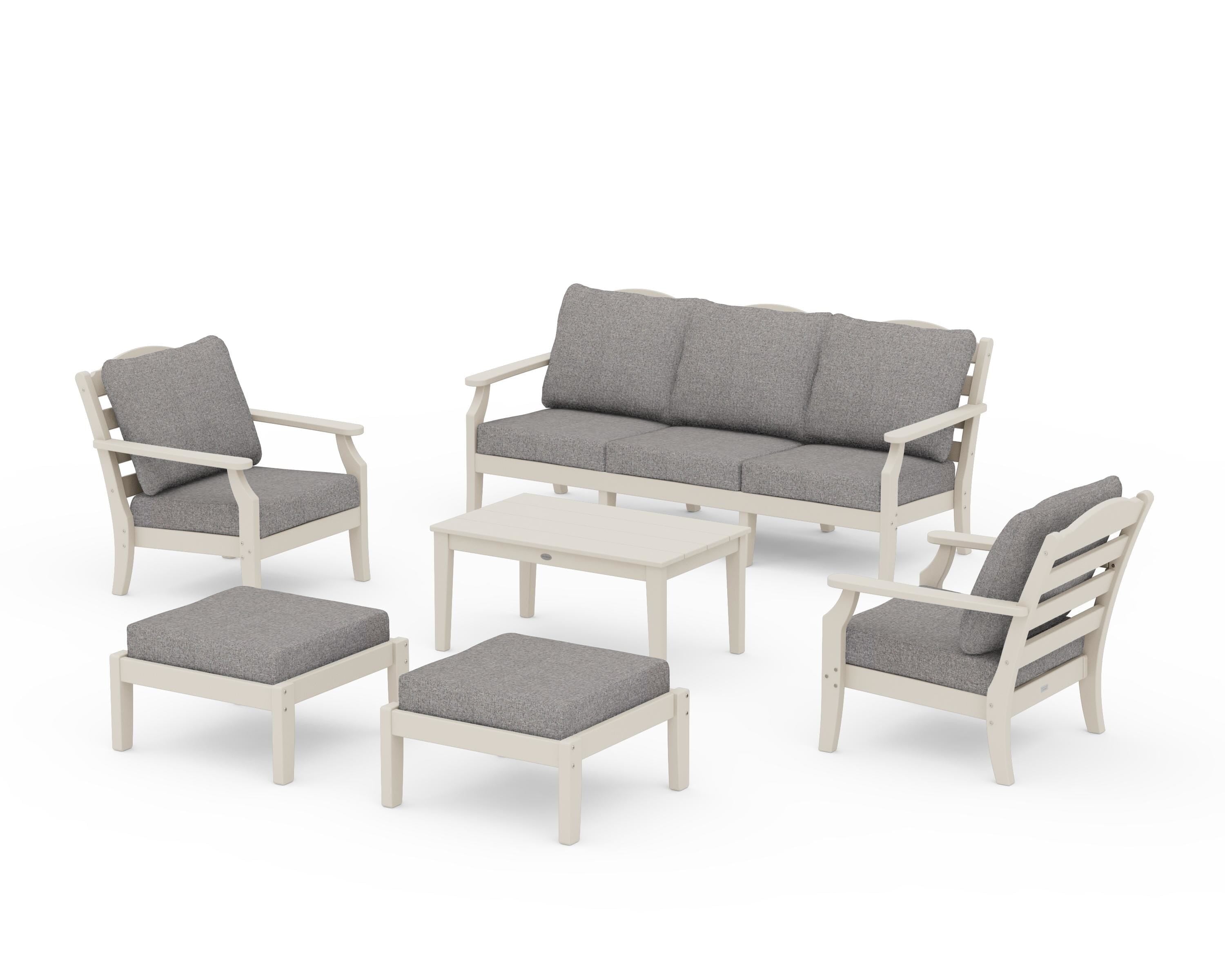 Draper James™ by  POLYWOOD® Savannah 6-Piece Lounge Sofa Set in Sand / Grey Mist