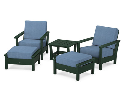 POLYWOOD® Harbour 5-Piece Deep Seating Chair Set in Green / Sky Blue