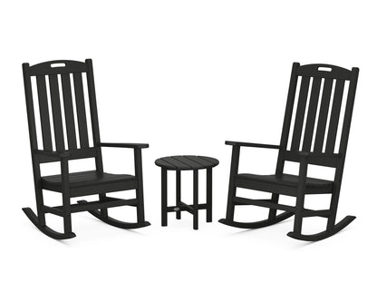 POLYWOOD® Nautical 3-Piece Porch Rocking Chair Set in Black
