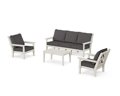 POLYWOOD® Chippendale 4-Piece Deep Seating Set with Sofa in Sand / Ash Charcoal
