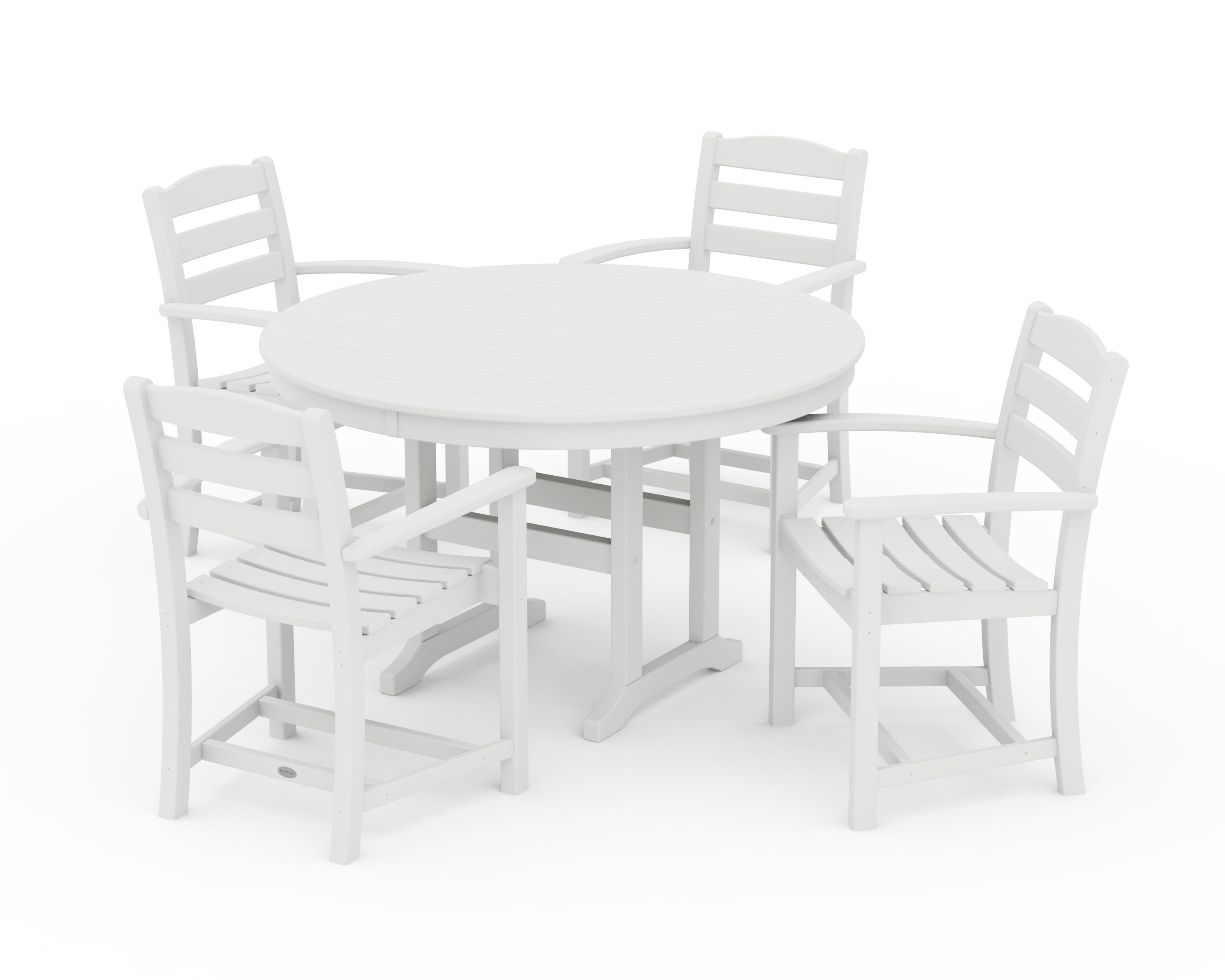 POLYWOOD® La Casa Café 5-Piece Round Farmhouse Dining Set in White