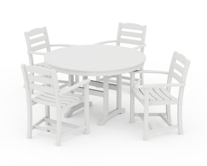 POLYWOOD® La Casa Café 5-Piece Round Farmhouse Dining Set in White