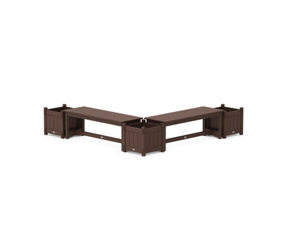 POLYWOOD® 48" Vineyard L- Shaped Planter Bench Corner Set in Mahogany
