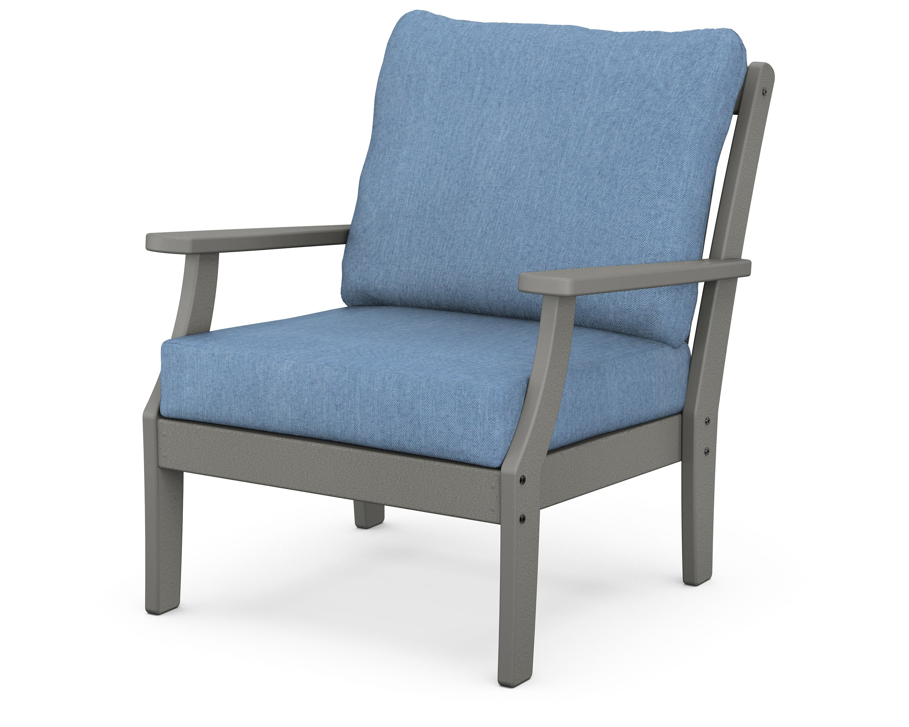 POLYWOOD® Braxton Deep Seating Chair in Slate Grey / Sky Blue