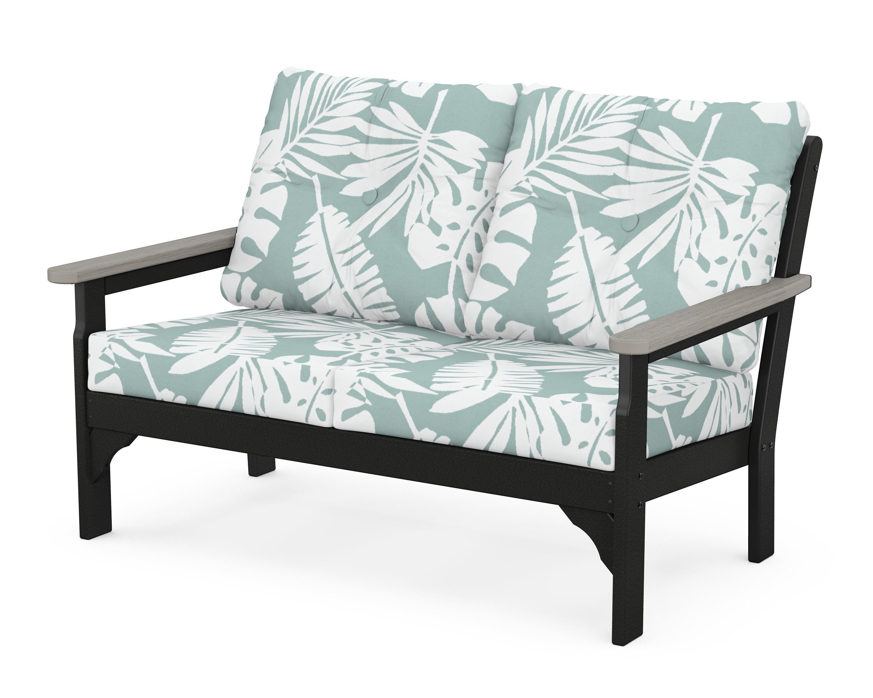 POLYWOOD® Vineyard Deep Seating Loveseat in Black / Driftwood / Leaf Glacier Spa