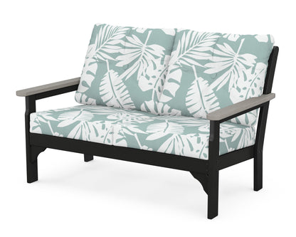 POLYWOOD® Vineyard Deep Seating Loveseat in Black / Driftwood / Leaf Glacier Spa
