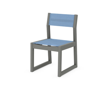 POLYWOOD® EDGE Sling Dining Side Chair in Slate Grey / Poolside Sling