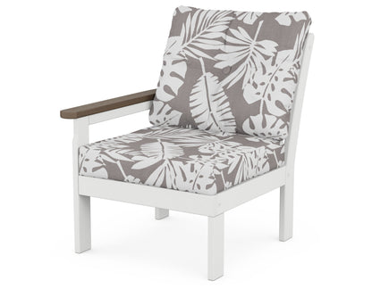 POLYWOOD® Vineyard Modular Left Arm Chair in White / Kona / Leaf Grey Mist
