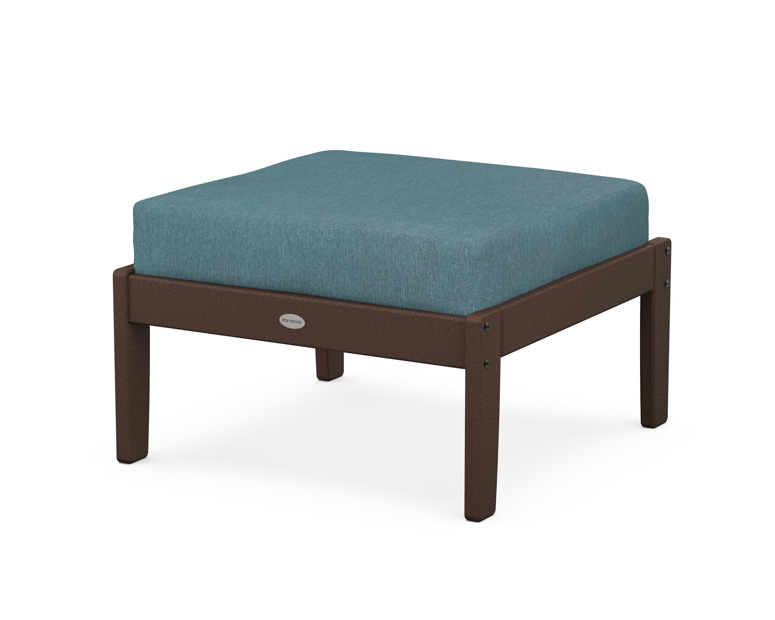 POLYWOOD® Braxton Deep Seating Ottoman in Mahogany / Ocean Teal