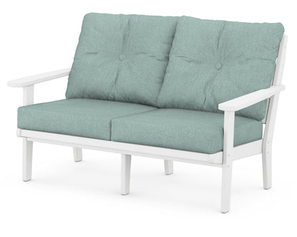 POLYWOOD® Lakeside Deep Seating Loveseat in White / Glacier Spa