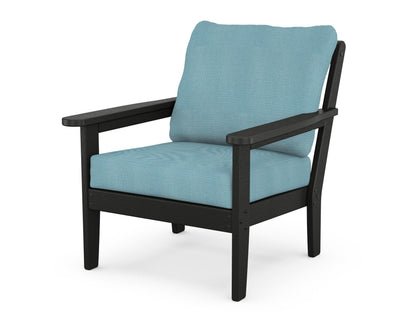 Country Living Cottage Deep Seating Chair in Black / Lattice Sky Blue