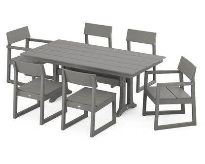 POLYWOOD® EDGE 7-Piece Farmhouse Trestle Dining Set in Slate Grey