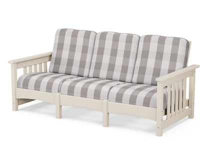 POLYWOOD® Club Mission Sofa in Sand / Buffalo Plaid Grey Mist