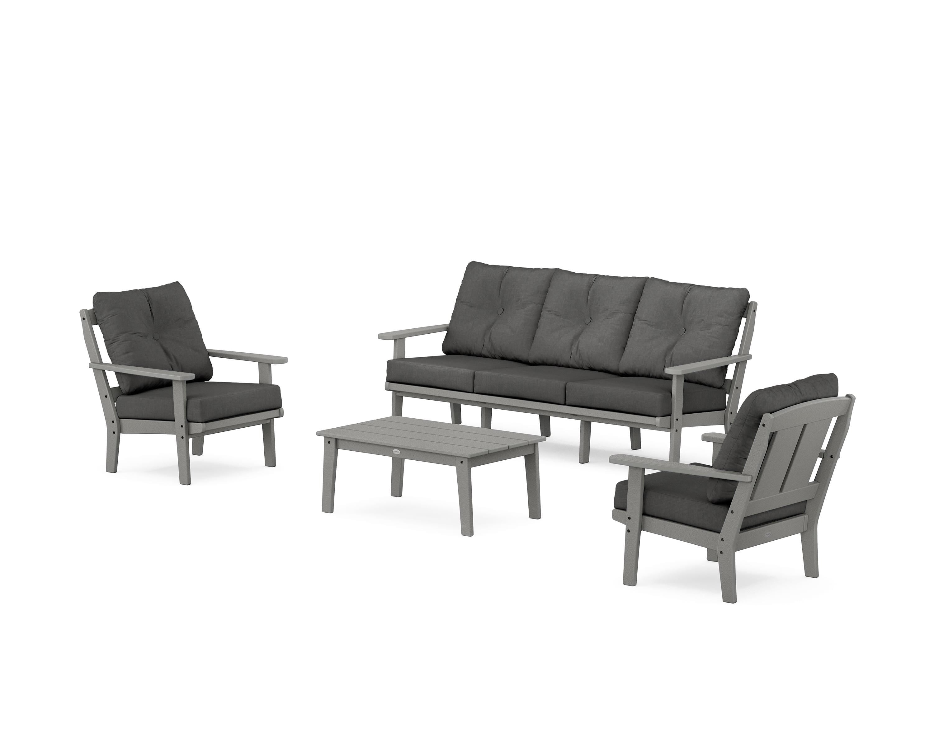 POLYWOOD® Mission 4-Piece Deep Seating Set with Sofa in Slate Grey / Spectrum Carbon