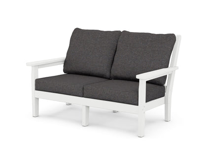 POLYWOOD® Chippendale Deep Seating Loveseat in White / Ash Charcoal