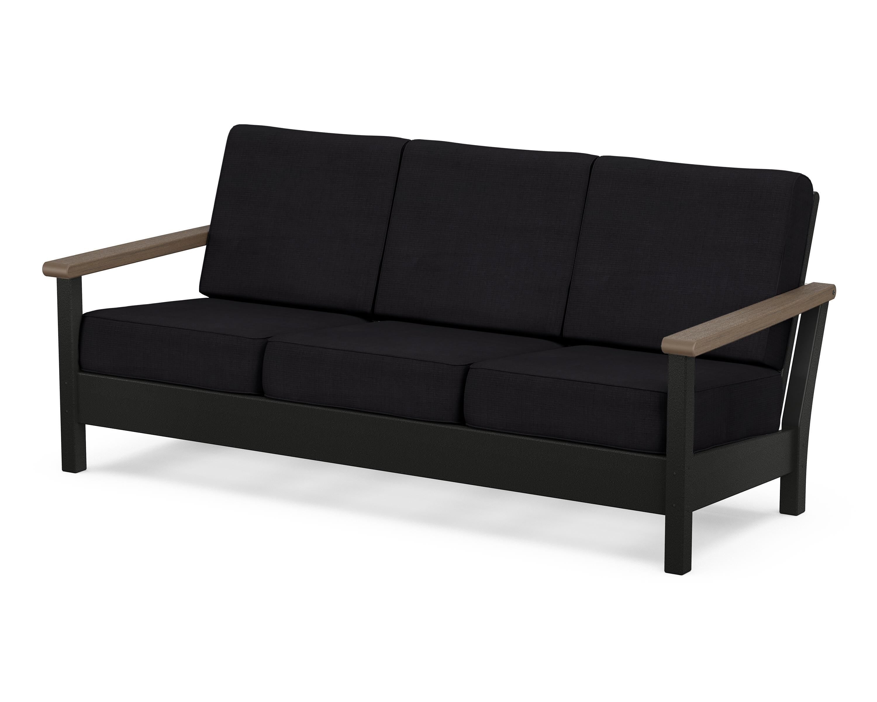 POLYWOOD® Harbour Deep Seating Sofa in Black / Kona / Midnight Linen