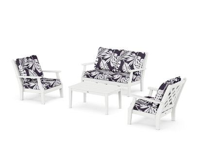 Country Living Wovendale 4-Piece Deep Seating Set with Loveseat in White / Leaf Navy