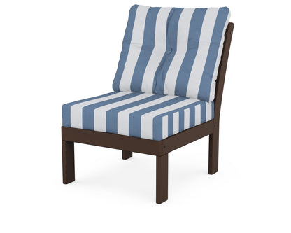 POLYWOOD® Vineyard Modular Armless Chair in Mahogany / Cabana Stripe Sky Blue
