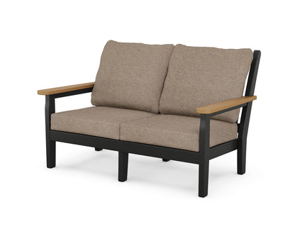 POLYWOOD® Chippendale Deep Seating Loveseat in Black / Natural / Spiced Burlap