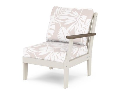 POLYWOOD® Braxton Modular Right Arm Chair in Sand / Kona / Leaf Dune Burlap