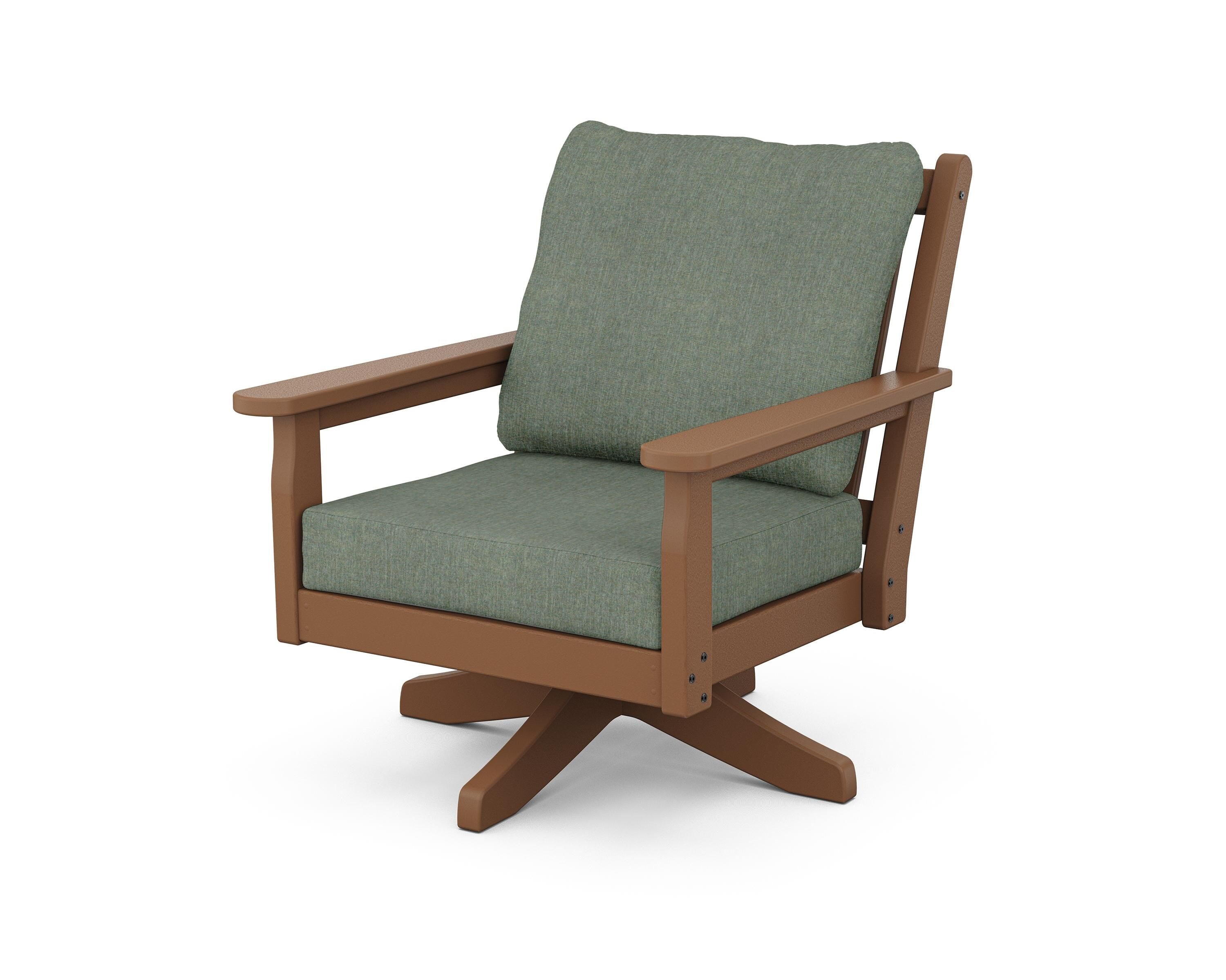 POLYWOOD® Chippendale Deep Seating Swivel Chair in Teak / Cast Sage