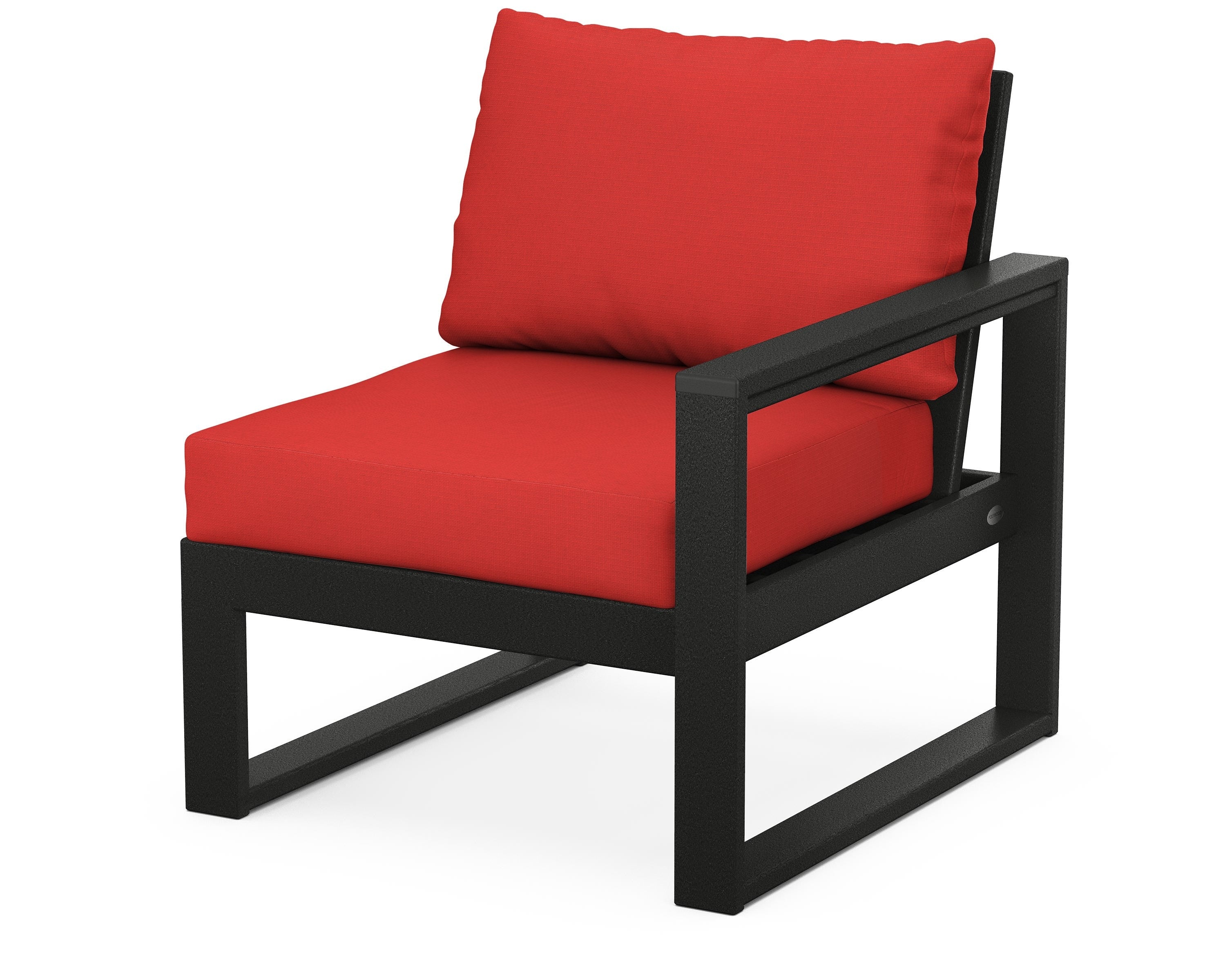 POLYWOOD® EDGE Modular Right Arm Chair in Black / Crimson Linen
