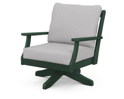 POLYWOOD® Braxton Deep Seating Swivel Chair in Green / Granite