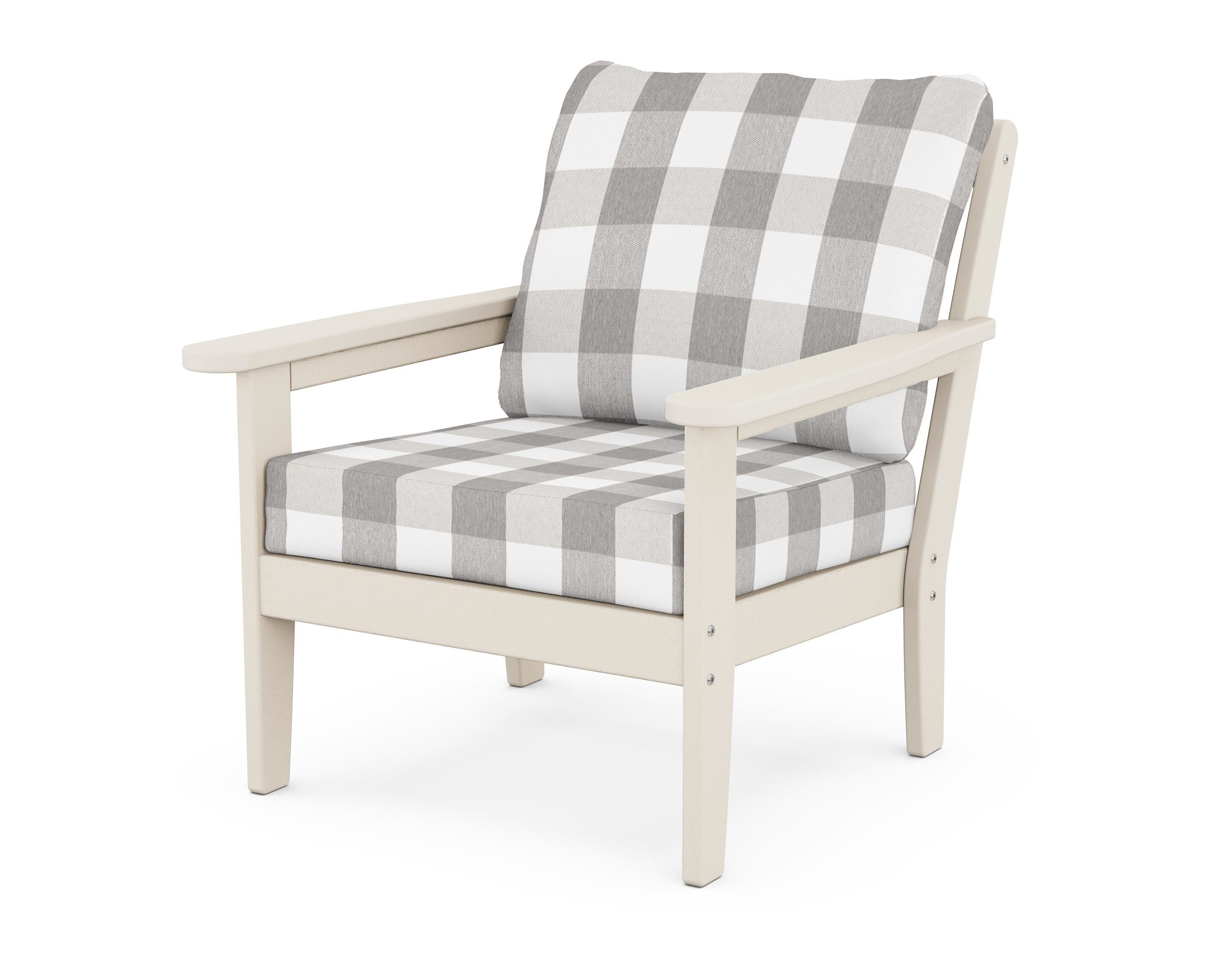 Country Living Cottage Deep Seating Chair in Sand / Buffalo Plaid Grey Mist