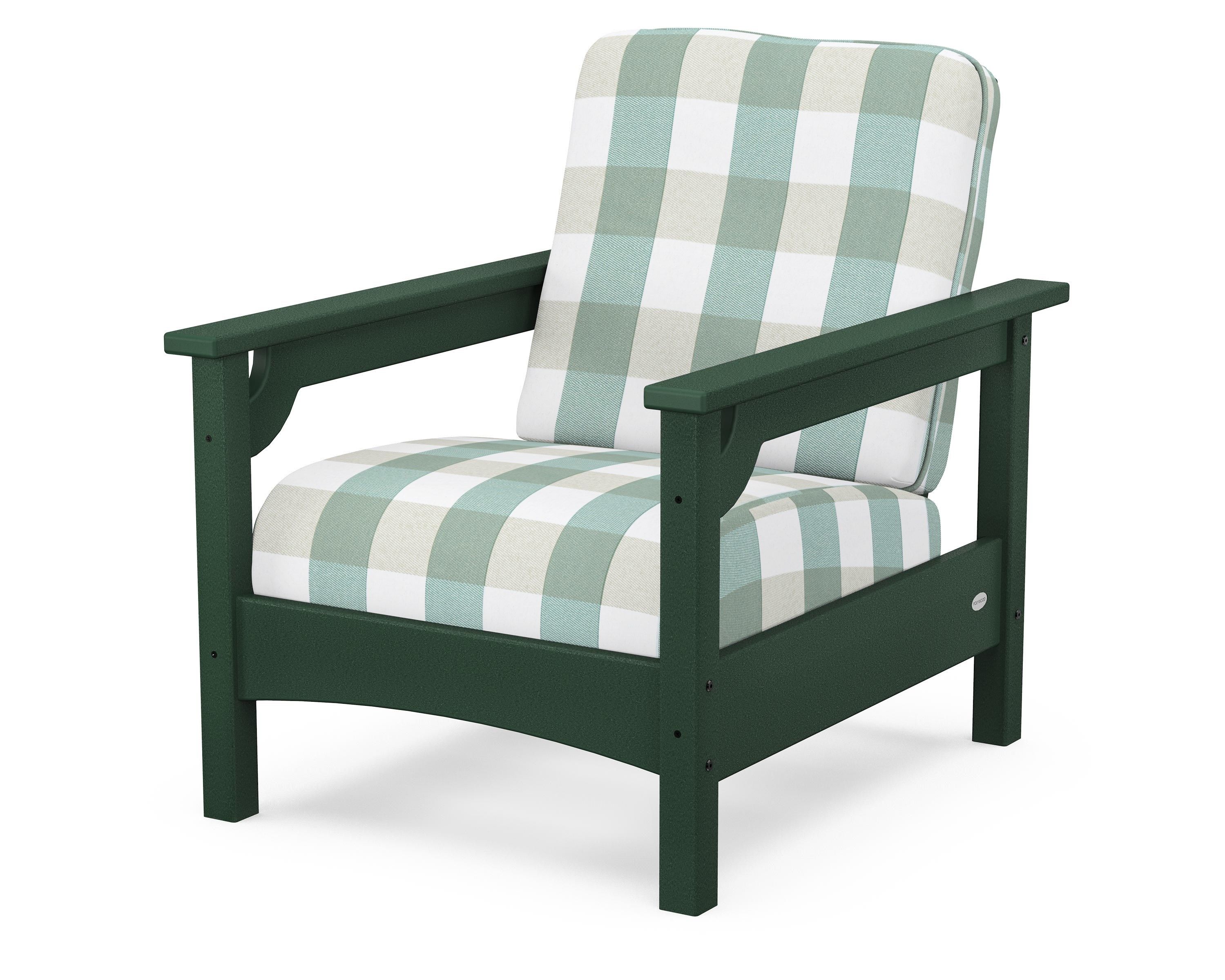 POLYWOOD® Club Chair in Green / Buffalo Plaid Glacier Spa