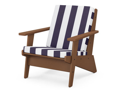 POLYWOOD® Riviera Modern Lounge Chair in Teak / Cabana Stripe Navy