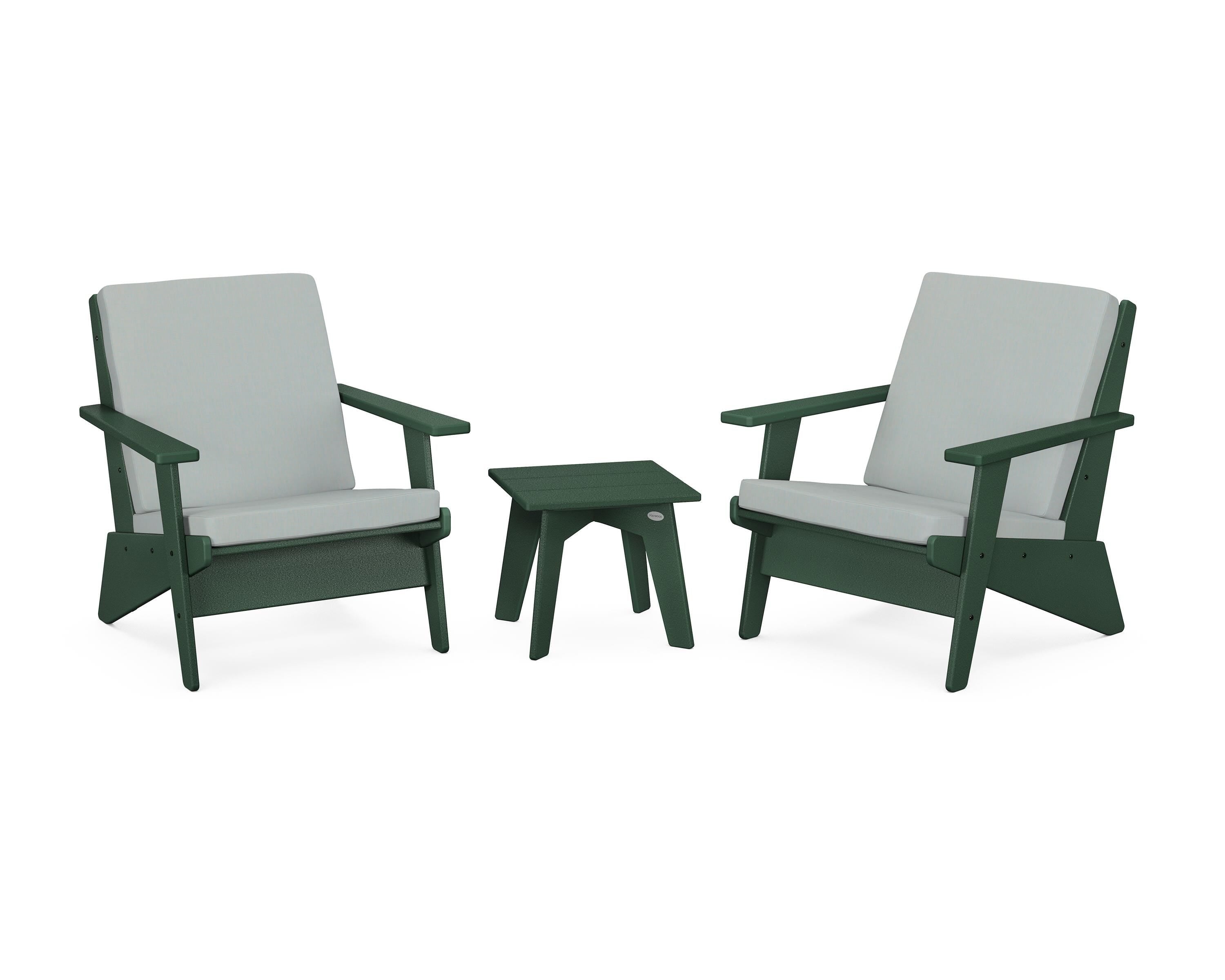 POLYWOOD® Riviera Modern Lounge 3-Piece Set in Green / Spa