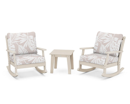POLYWOOD® Braxton 3-Piece Deep Seating Rocker Set in Sand / Leaf Dune Burlap